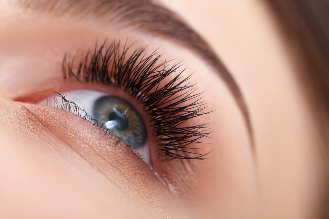 Woman Eye with Long Eyelashes. Eyelash Extension